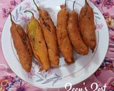 A picture of step 4 of Mirch Pakoras with dry Coconut and Tamarind.