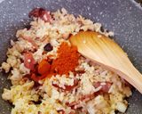 Foto langkah ke 4 dari resep Nasi Telur Dengan Smoked Beef & Bacon.