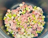 A picture of step 2 of Millet porridge with bacon and vegetables in a multicooker.