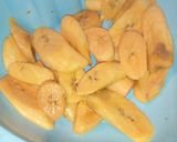 A picture of step 2 of White Rice and Stew with Fried plaintain.