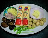 Hình bước làm 1 của món Đậu Hũ Trứng Sốt Nấm