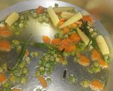 A picture of step 2 of Veg pulao with chicken gravy.
