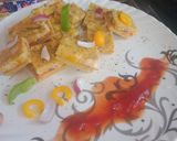 A picture of step 9 of Steam besan pizza cutlats.