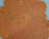 A picture of step 4 of Gajar ka halwa sushi roll with rabri cream cheese filling.