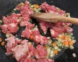 A picture of step 1 of Tagliatelle with mushroom and salame ragù.