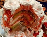 A picture of step 7 of Eggless n without oven Strawberry cream cheese cake 🎂❤️.