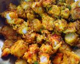 A picture of step 4 of Taro (Masala Arbi).