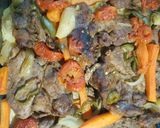 Zöldségekkel sült tarja recept fázis 4 fotója