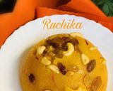 A picture of step 6 of Rawa kesari or Kesari Bhat.