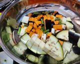 A picture of step 3 of Mixed vegetable curry with Lilva beans (Ghato tarkari no onion no garlic recipe).