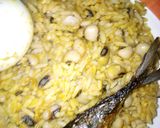 A picture of step 6 of Jollof rice and beans.