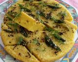 A picture of step 8 of Moong Dal Dhokla.