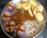 A picture of step 2 of Dungri - Bateta Nu Bharelu (stuffed) Shaak (Kathiyawadi lunch).