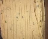 A picture of step 2 of Lachha paratha with mint buttermilk.