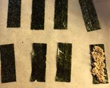 A picture of step 3 of Nori sesame snaps- vegan.