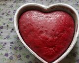 A picture of step 5 of Heart shape red velvet cake.