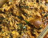 A picture of step 1 of Egusi soup.