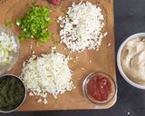 A picture of step 1 of Schezwan veggie roti Roll.