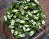 A picture of step 1 of Okra (microwave cooked with less oil).