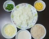 A picture of step 1 of Mexican rice cheez balls with desi twist.