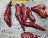 A picture of step 2 of Olive Oil roasted Sweet Potatoes.