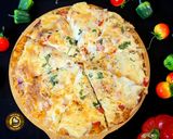 A picture of step 7 of Cheese Burst Veggies And Chicken Pizza From Scratch.