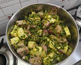 A picture of step 11 of Undhiyu.