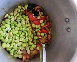 A picture of step 2 of Lima beans pulav (pavta bhat).