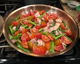 A picture of step 3 of Easy Creamy Bacon, Asparagus, Tomato Pasta with Boursin (or Cream Cheese).