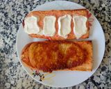 Foto del paso 5 de la receta: Bocadillo vegetal de pollo rebozado con queso de cabra