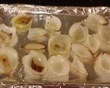 A picture of step 5 of Pan Roasted Cheese Filled Onion Petals with Bacon a6nd Pepperoni.