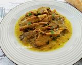 A picture of step 5 of Oyster Mushrooms with Mustard Sauce.