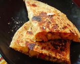A picture of step 6 of Veggie Chapati (left over) Wrap.