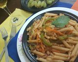 A picture of step 8 of Schezwan Pasta.