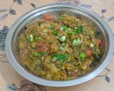 A picture of step 7 of Smoky Brinjal with Spinach (Green Olo Style).