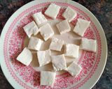 A picture of step 1 of Paneer yakhni.