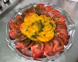 A picture of step 7 of Beef Carpaccio with Heirloom Tomatoes and Parmesan.