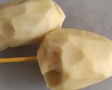Foto del paso 1 de la receta: Papas acordeón rellenas con queso y panceta 🥔🧀🥓