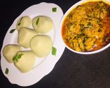 A picture of step 7 of Pounded yam and egusi soup.
