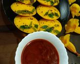 A picture of step 4 of Idli Dhokla.