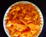 A picture of step 1 of Delicious tasty Kesar mango watermelon papaya juciy fruit custard.