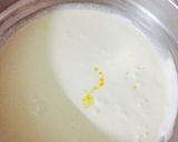 A picture of step 2 of Ghewar with mango rabdi mousse.