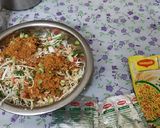 A picture of step 3 of Maggi Nutrilicious Masala VEG ATTA noodles Vegetables pizza.