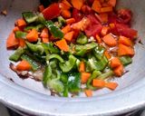 A picture of step 2 of Beet root pullao/rice.