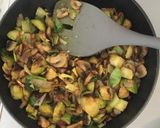 A picture of step 2 of Quinoa with brussel's sprouts & mushrooms.