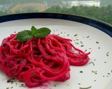 Foto langkah ke 9 dari resep Creamy Pitaya Pasta (spaghetti krim buah naga).