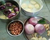 A picture of step 1 of Stuffed brinjal and potatoes masalas.