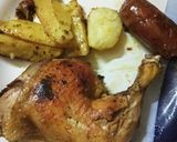 Foto del paso 2 de la receta: Pollo con chorizo papas y boniatos al horno