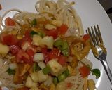 A picture of step 6 of Spaghetti and chicken strips.