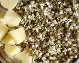 A picture of step 1 of Mung sprouts ki sabji.